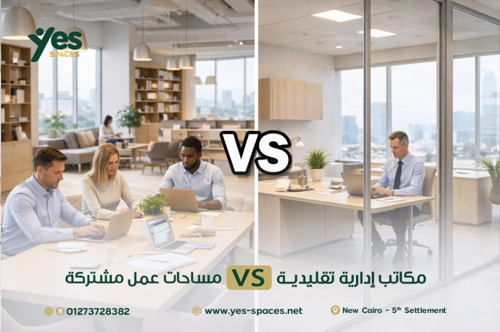 مساحات عمل مشتركة vs مكاتب إدارية تقليدية